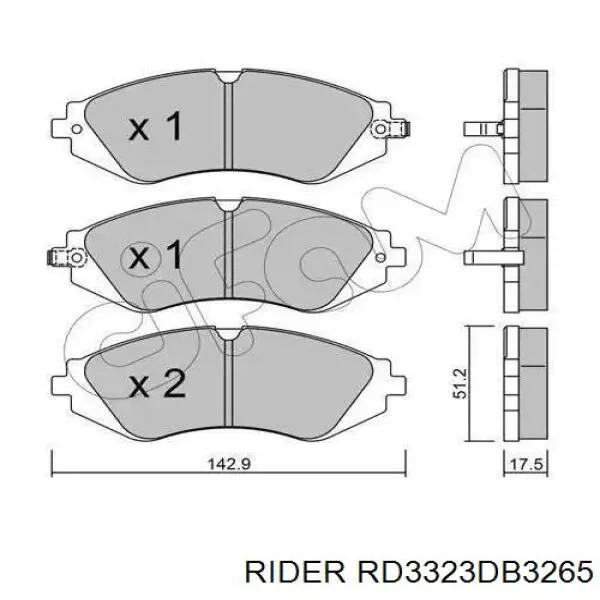 Klocki hamulcowe przednie tarczowe Rider RD3323DB3265 cena, od 16,83 USD