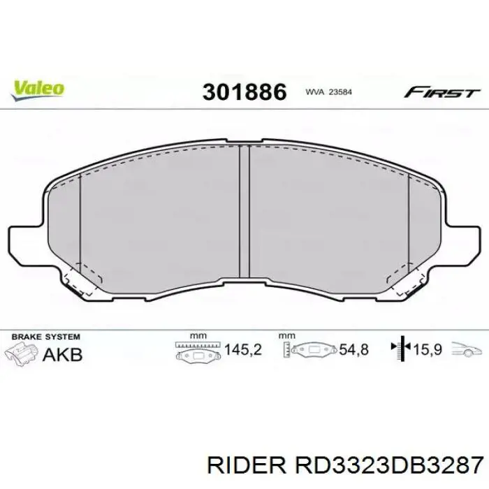 Klocki hamulcowe przednie tarczowe Rider RD3323DB3287 cena, od 24,07 USD