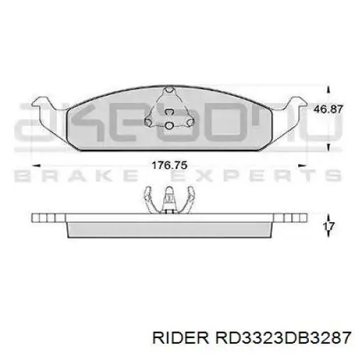 Klocki hamulcowe przednie tarczowe RD3323DB3287 Rider