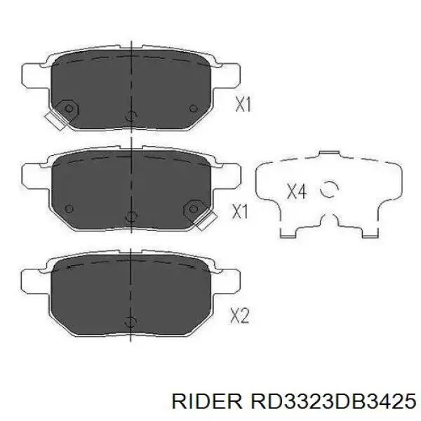 Klocki hamulcowe przednie tarczowe Rider RD3323DB3425 cena, od 22,91 USD