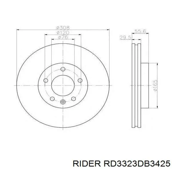 Klocki hamulcowe przednie tarczowe RD3323DB3425 Rider
