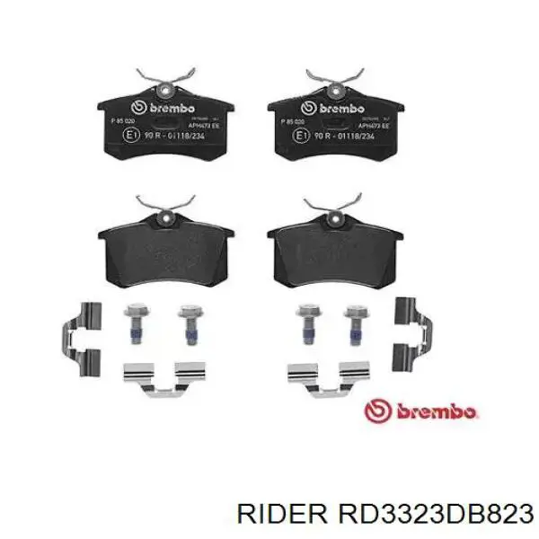 Okładziny (klocki) do hamulców tarczowych tylne Rider RD3323DB823 cena, od 21,03 USD