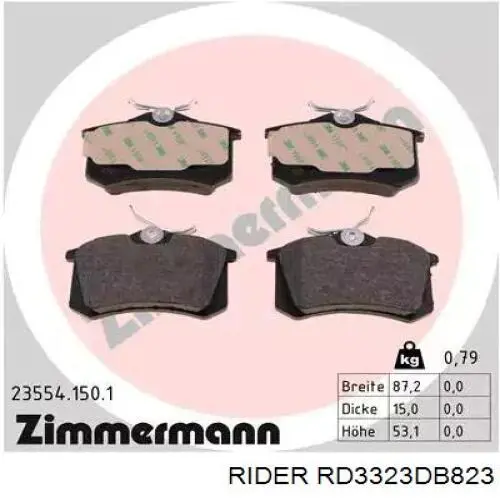 Okładziny (klocki) do hamulców tarczowych tylne Rider RD3323DB823
