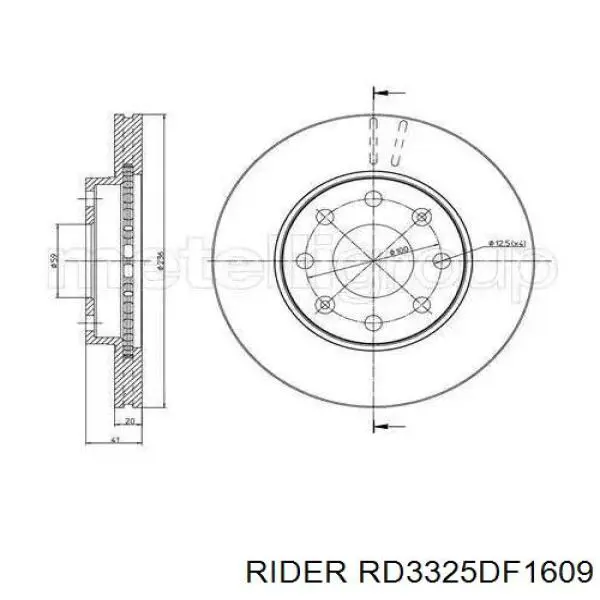 Tarcza hamulcowa przednia RD3325DF1609 Rider