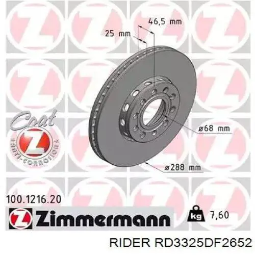 RD3325DF2652 Rider Tarcza hamulcowa przednia