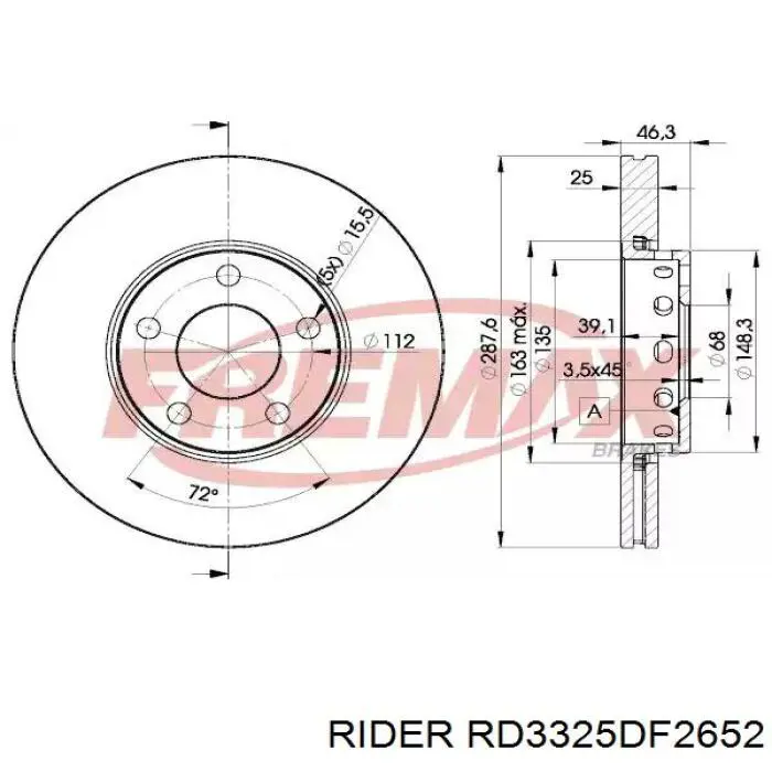 RD3325DF2652 Rider Tarcza hamulcowa przednia