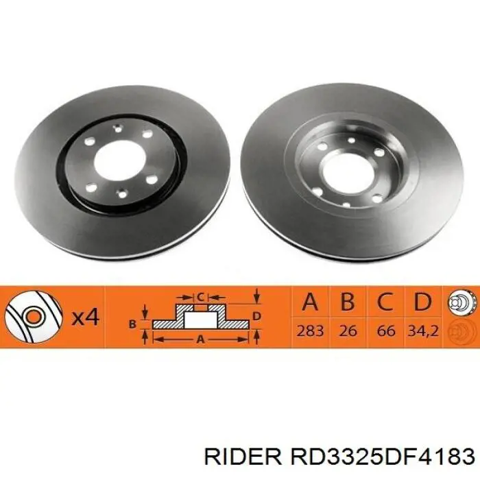 Tarcza hamulcowa przednia Rider RD3325DF4183 cena, od 45,17 USD