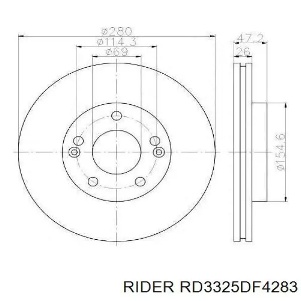 Tarcza hamulcowa przednia Rider RD3325DF4283 cena, od 47,57 USD