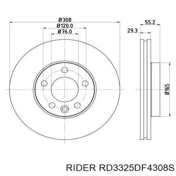 Tarcza hamulcowa przednia Rider RD3325DF4308S