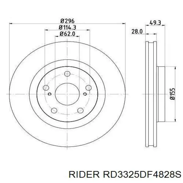 Tarcza hamulcowa przednia RD3325DF4828S Rider