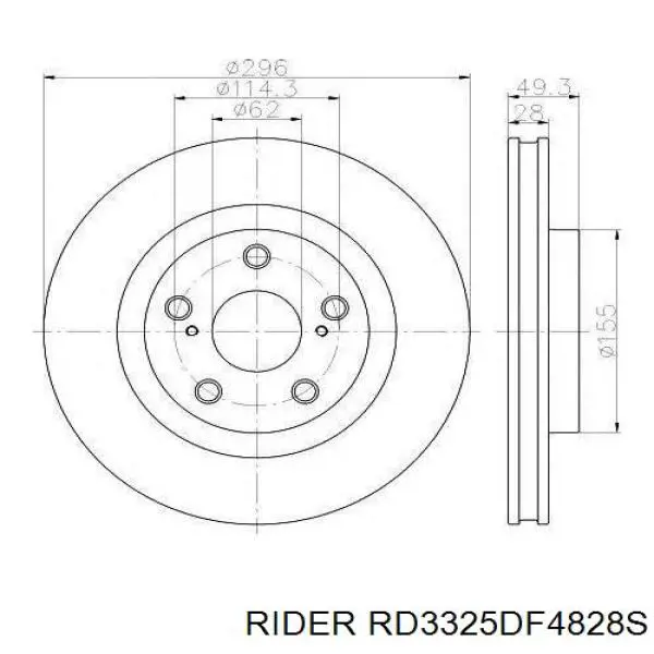 Tarcza hamulcowa przednia RD3325DF4828S Rider