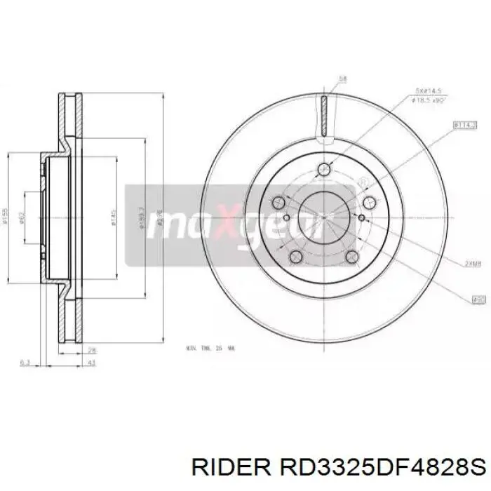 RD3325DF4828S Rider Tarcza hamulcowa przednia