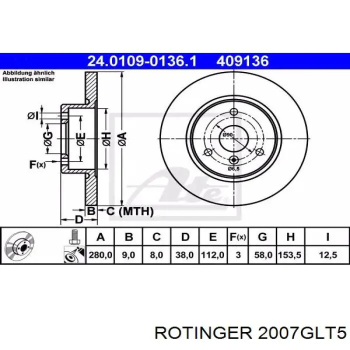 2007GLT5 Rotinger tarcza hamulcowa przednia