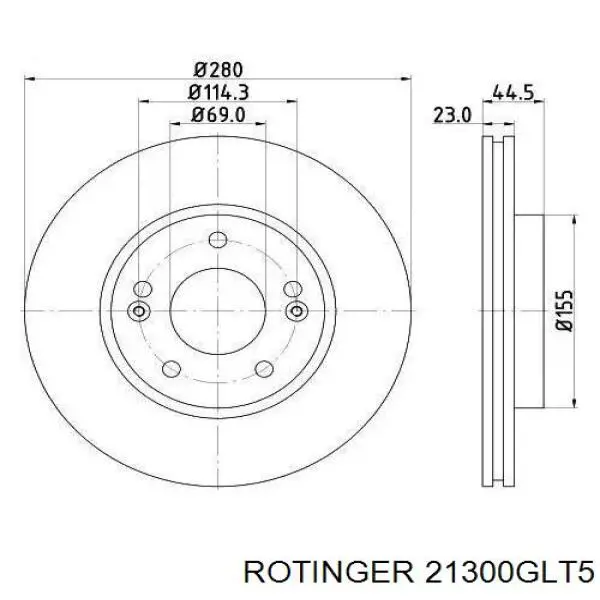 21300GLT5 Rotinger tarcza hamulcowa przednia