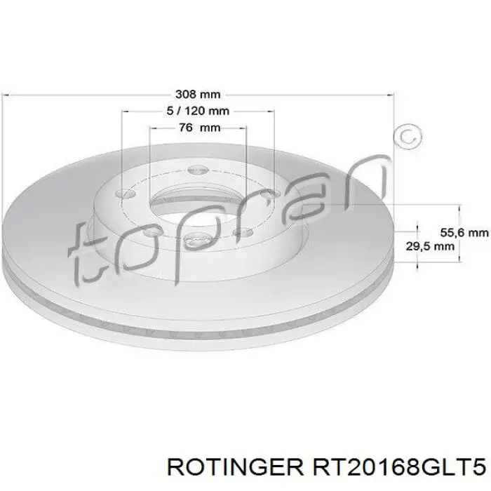 Do koszyka RT20168GLT5 Rotinger Tarcza hamulcowa przednia
