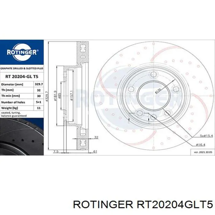 RT20204GLT5 Rotinger tarcza hamulcowa przednia