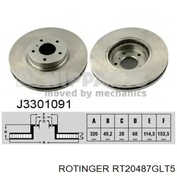 Do koszyka RT20487GLT5 Rotinger Tarcza hamulcowa przednia