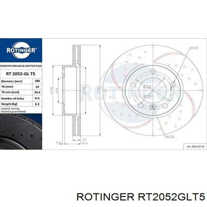 RT2052GLT5 Rotinger tarcza hamulcowa przednia