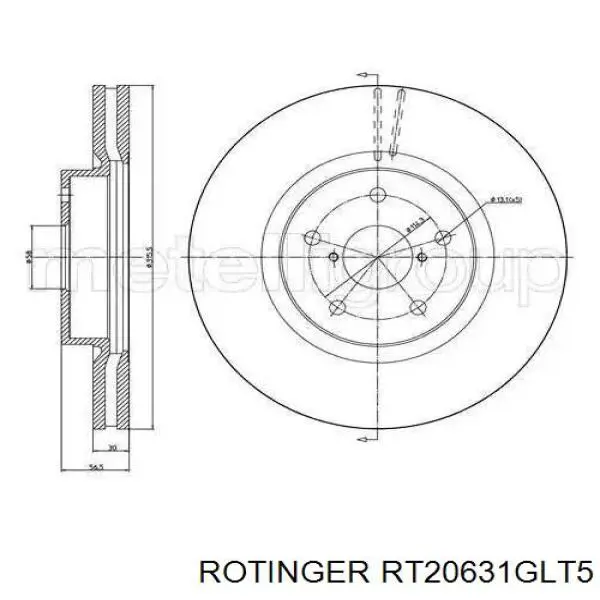 Tarcza hamulcowa przednia Rotinger RT20631GLT5 cena, od 87,84 USD