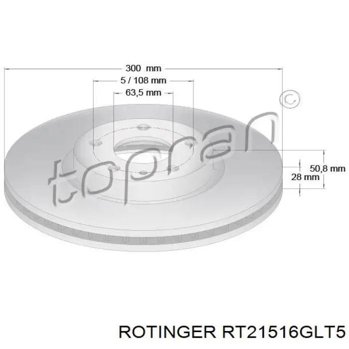 Tarcza hamulcowa przednia Rotinger RT21516GLT5 cena, od 69,77 USD