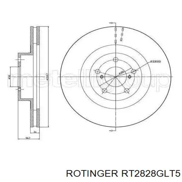 Tarcza hamulcowa przednia Rotinger RT2828GLT5 cena, od 49,66 USD