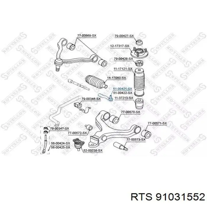 Do koszyka 91031552 RTS Końcówka drążka kierowniczego zewnętrzna