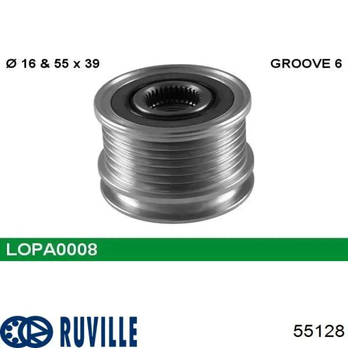 Koło pasowe alternatora 55128 Ruville