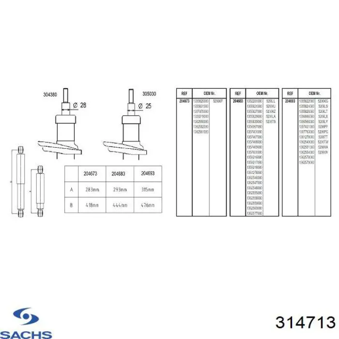 Amortyzator tylny 314713 Sachs