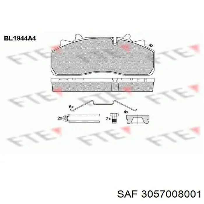 3057008001 SAF Klocki hamulcowe przednie tarczowe