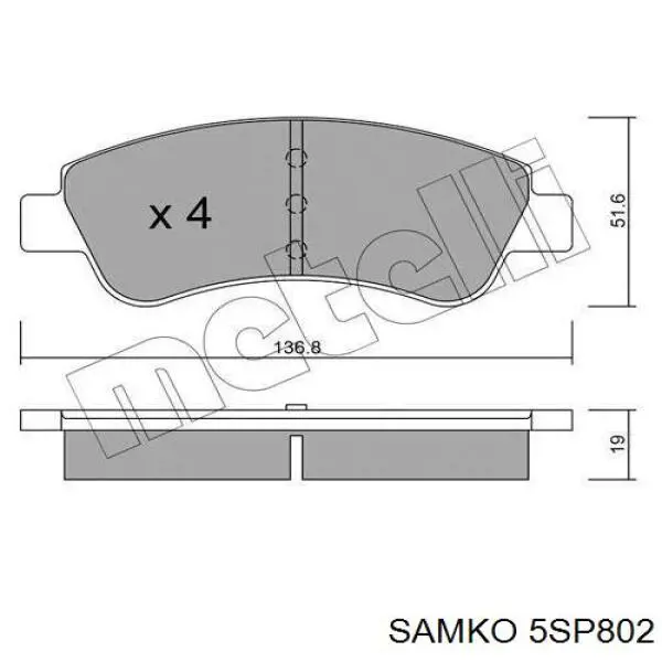 5SP802 Samko Klocki hamulcowe przednie tarczowe