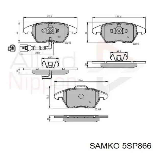 Klocki hamulcowe przednie tarczowe Samko 5SP866 cena, od 34,35 USD