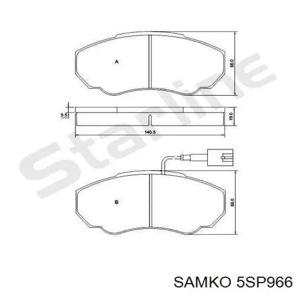 Do koszyka 5SP966 Samko Klocki hamulcowe przednie tarczowe
