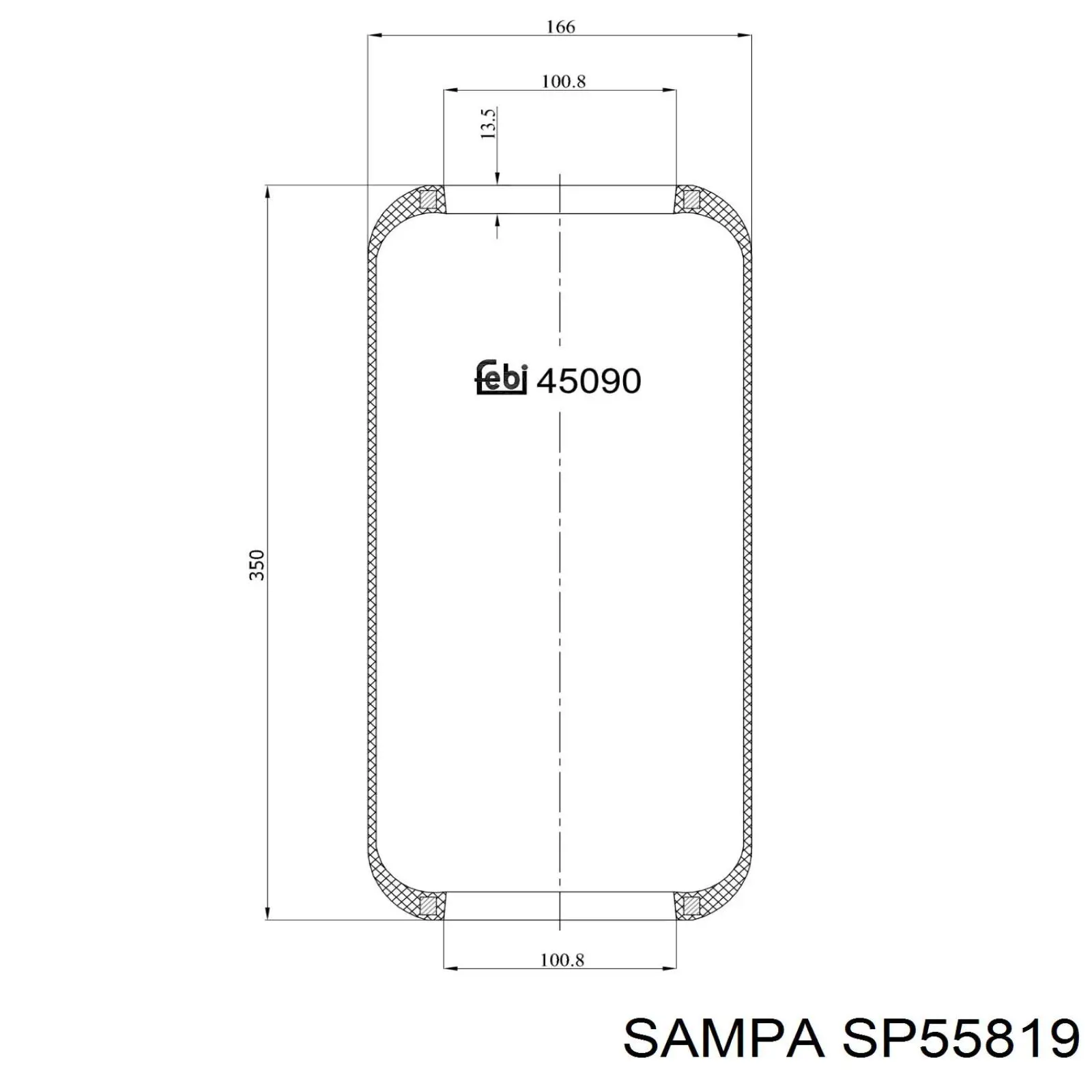 SP55819 Sampa Otomotiv‏ Poduszka pneumatyczna (resor pneumatyczny) mostu tylnego