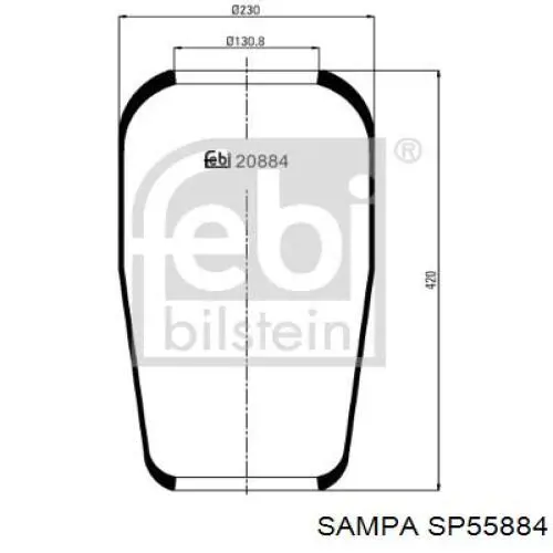 Poduszka pneumatyczna (resor pneumatyczny) mostu Sampa Otomotiv‏ SP55884 cena, od 38,05 USD