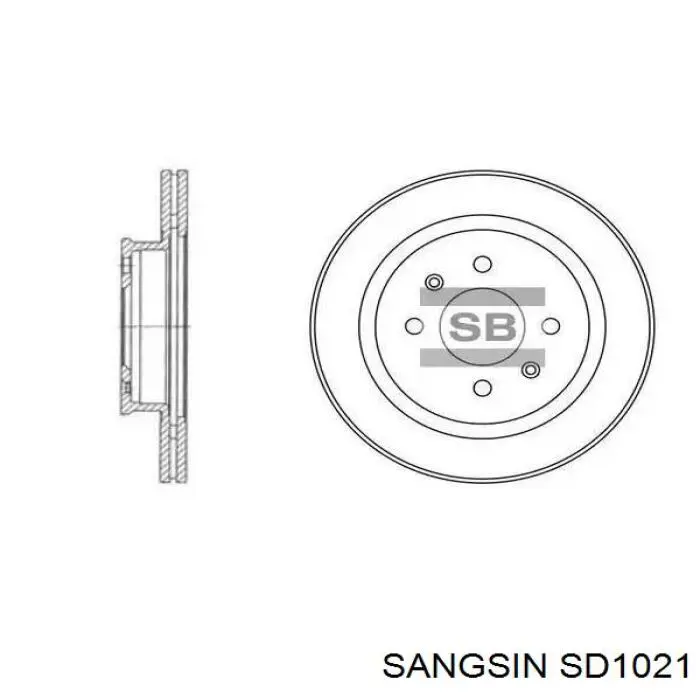 SD1021 Sangsin Tarcza hamulcowa przednia