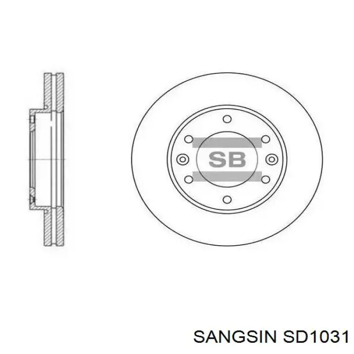 SD1031 Sangsin Tarcza hamulcowa przednia