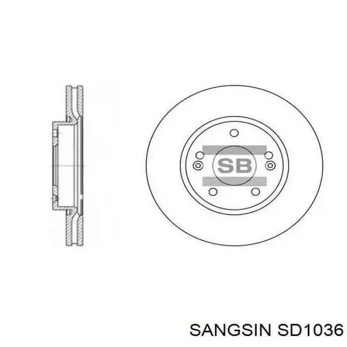 Do koszyka SD1036 Sangsin Tarcza hamulcowa przednia