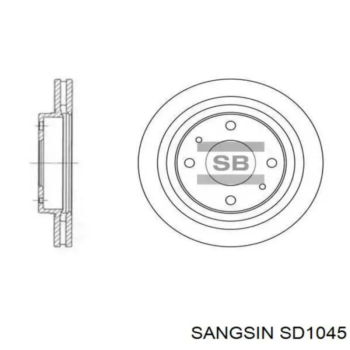SD1045 Sangsin Tarcza hamulcowa przednia