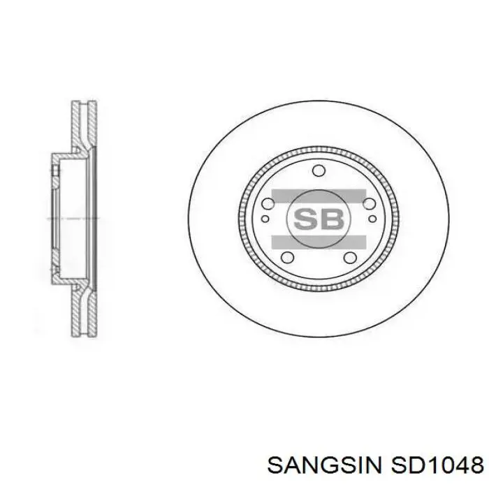 SD1048 Sangsin Tarcza hamulcowa przednia