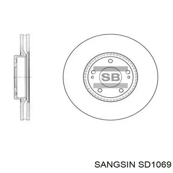 SD1069 Sangsin Tarcza hamulcowa przednia