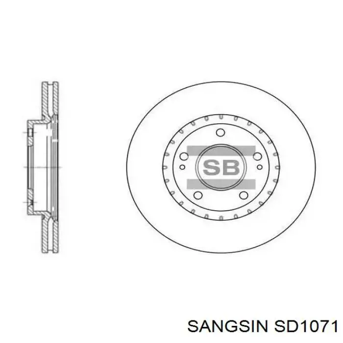 SD1071 Sangsin Tarcza hamulcowa przednia