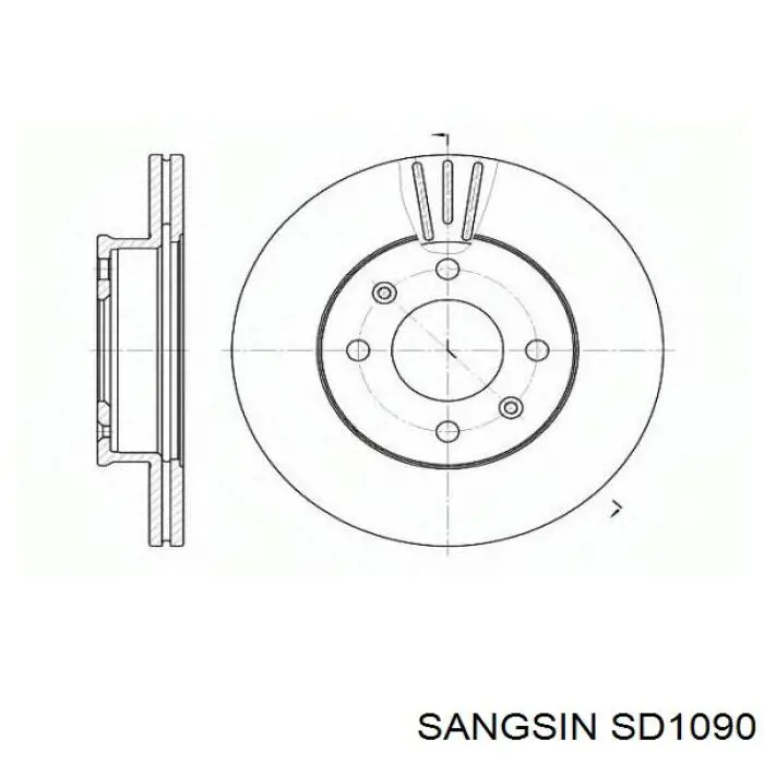 Tarcza hamulcowa przednia Sangsin SD1090
