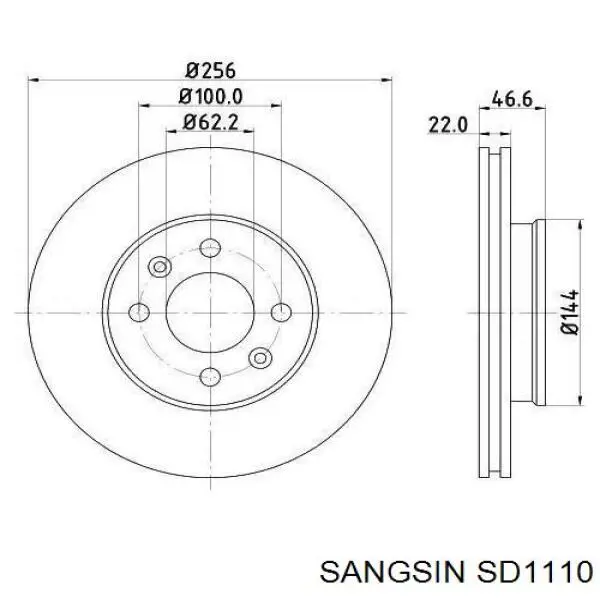 SD1110 Sangsin Tarcza hamulcowa przednia
