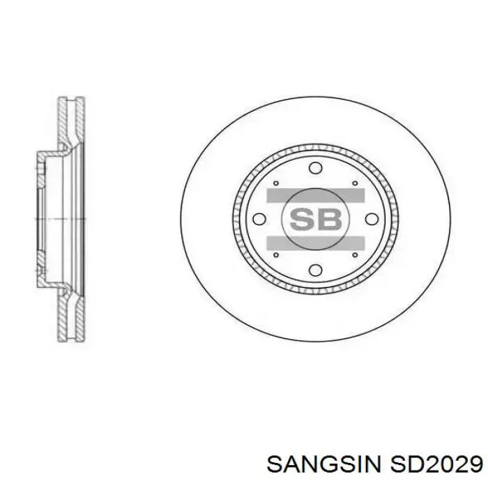 SD2029 Sangsin Tarcza hamulcowa przednia