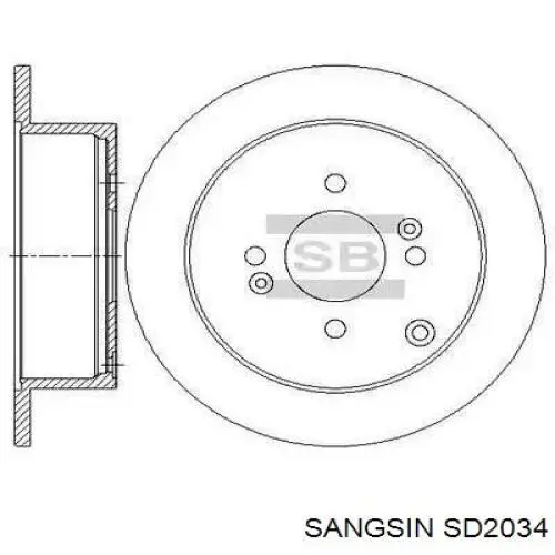 Tarcza hamulcowa tylna SD2034 Sangsin