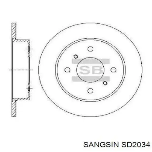 Tarcza hamulcowa tylna Sangsin SD2034