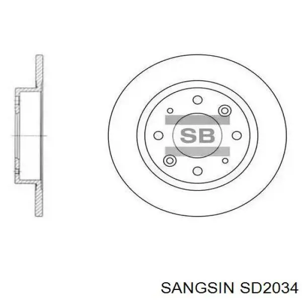 Tarcza hamulcowa tylna Sangsin SD2034 cena, od 40,51 USD