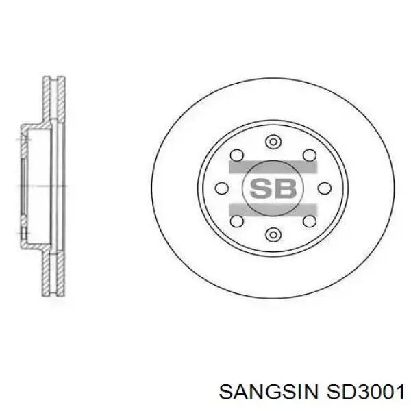 SD3001 Sangsin Tarcza hamulcowa przednia