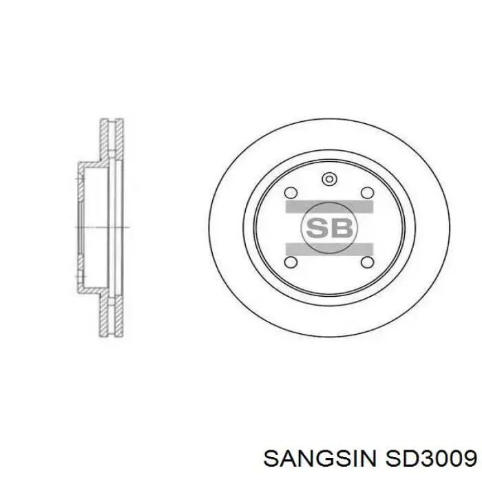 SD3009 Sangsin Tarcza hamulcowa przednia