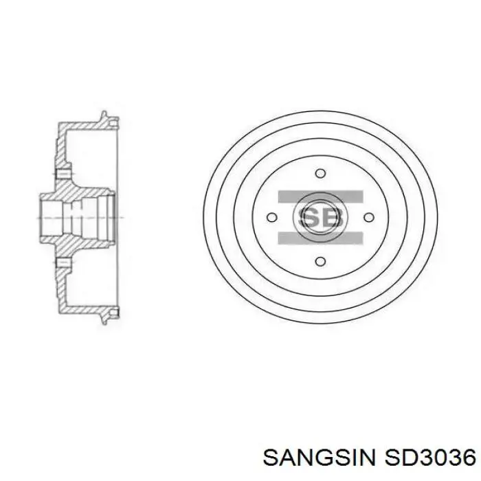 SD3036 Sangsin Bęben hamulcowy tylny